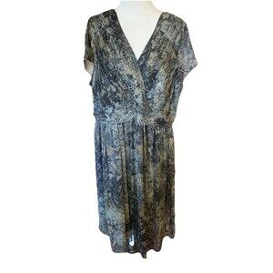 Coldwater Creek Womens Plus Size 22 Paisley Dress Pleated Fairy Flouncy Lined